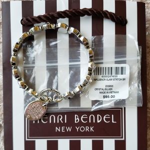 Henri Bendel Silver Crystal Stretch Charm Bracelet